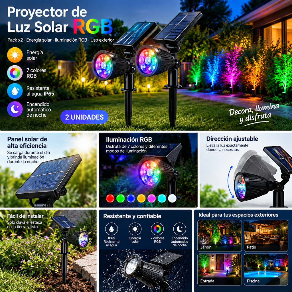 Proyector de luz solar RGB