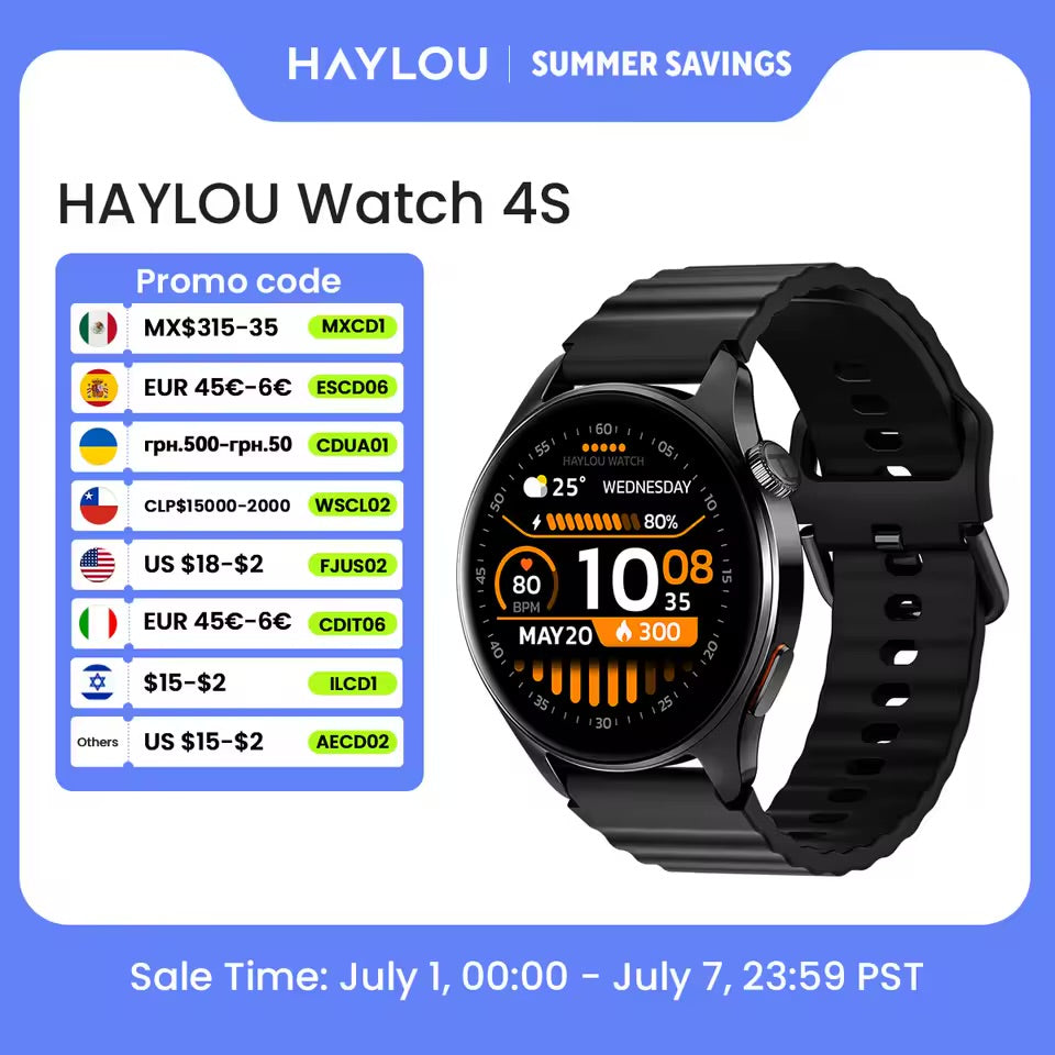 Smartwatch HAYLOU Watch 4S Bluetooth con Llamadas y Monitor de Salud