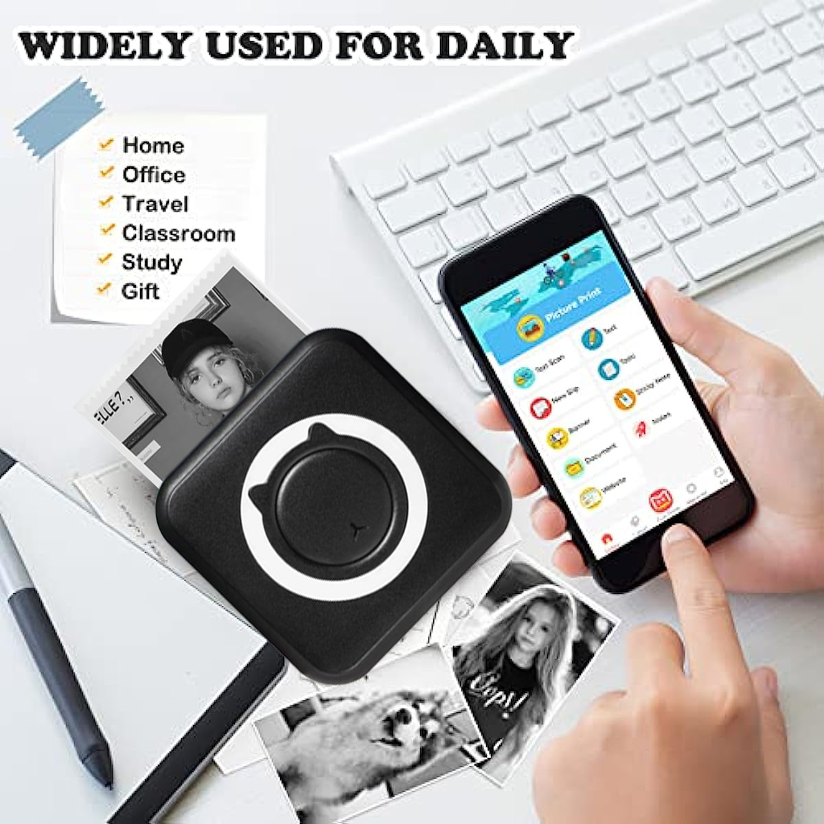 Mini Impresora Térmica Bluetooth Portátil para Fotos, Notas y Etiquetas