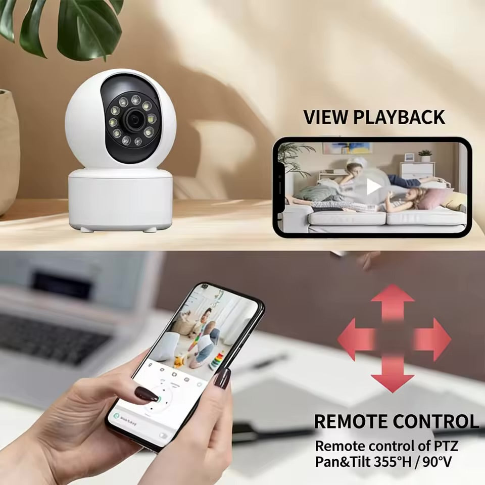 Cámara WiFi Inteligente 360° 2K con Visión Nocturna y Audio Bidireccional